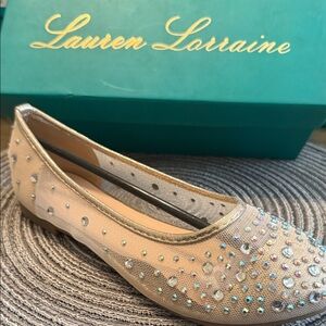 2/$25 Lauren Lorraine girls Glittering Flats size 4 NEW IN BOX